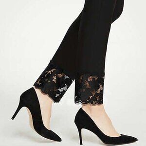 Ann Taylor Black Ankle Pant with Lace Hem 0P